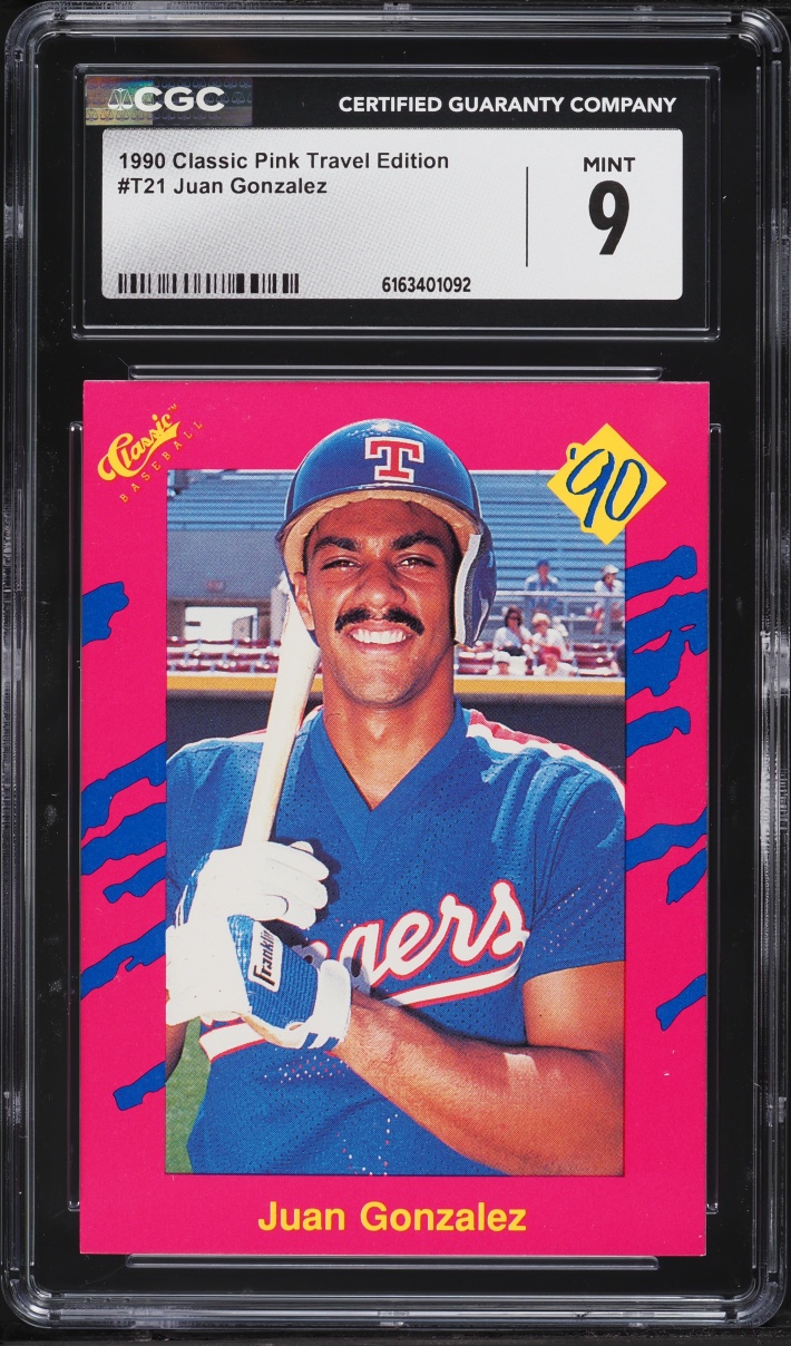 1990 Classic Pink Travel Edition Juan Gonzalez #T21 CGC 9 MINT