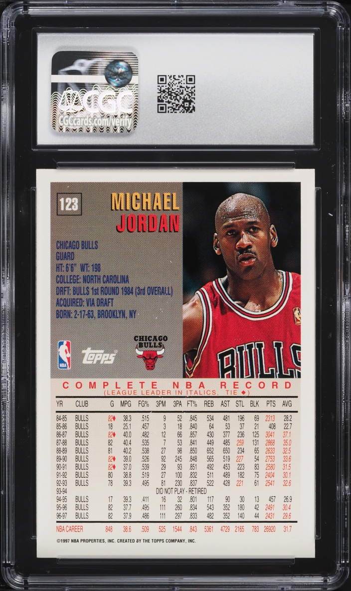 1997 Topps Basketball Michael Jordan #123 CGC 9 MINT