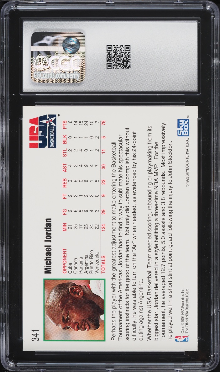 1992 Hoops USA Michael Jordan #341 CGC 10 GEM MINT