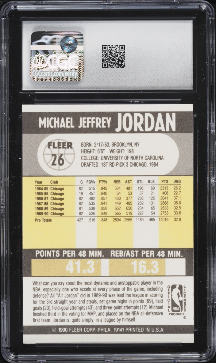 1990 Fleer Basketball Michael Jordan #26 CGC 10 GEM MINT