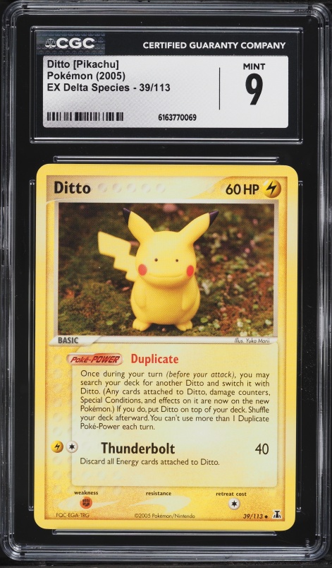 60000 pokemon card 2005 EX Delta Species Ditto Pikachu #63 CGC 9 MINT on Fanatics Collect A collector known as Jolina