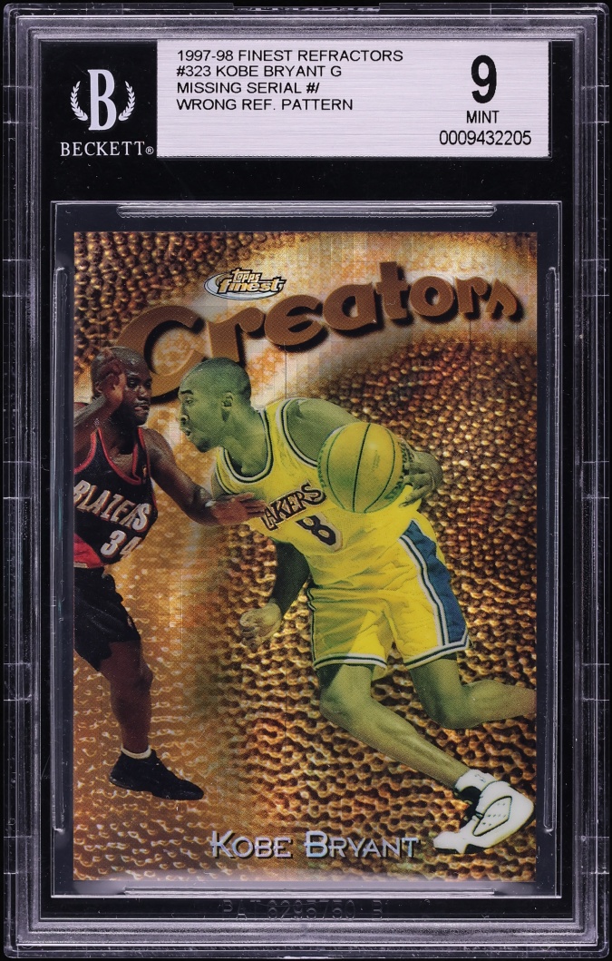 1997 Finest Refractors Missing Serial Number Wrong Refractor Pattern Kobe Bryant #323 BGS 9