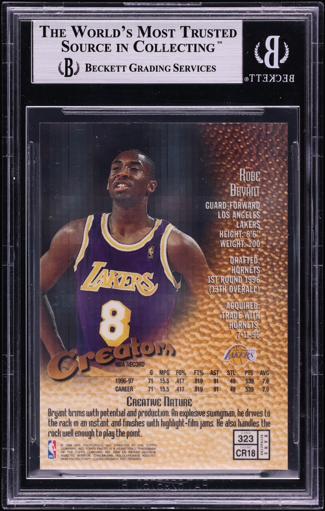 1997 Finest Refractors Missing Serial Number Wrong Refractor Pattern Kobe Bryant #323 BGS 9