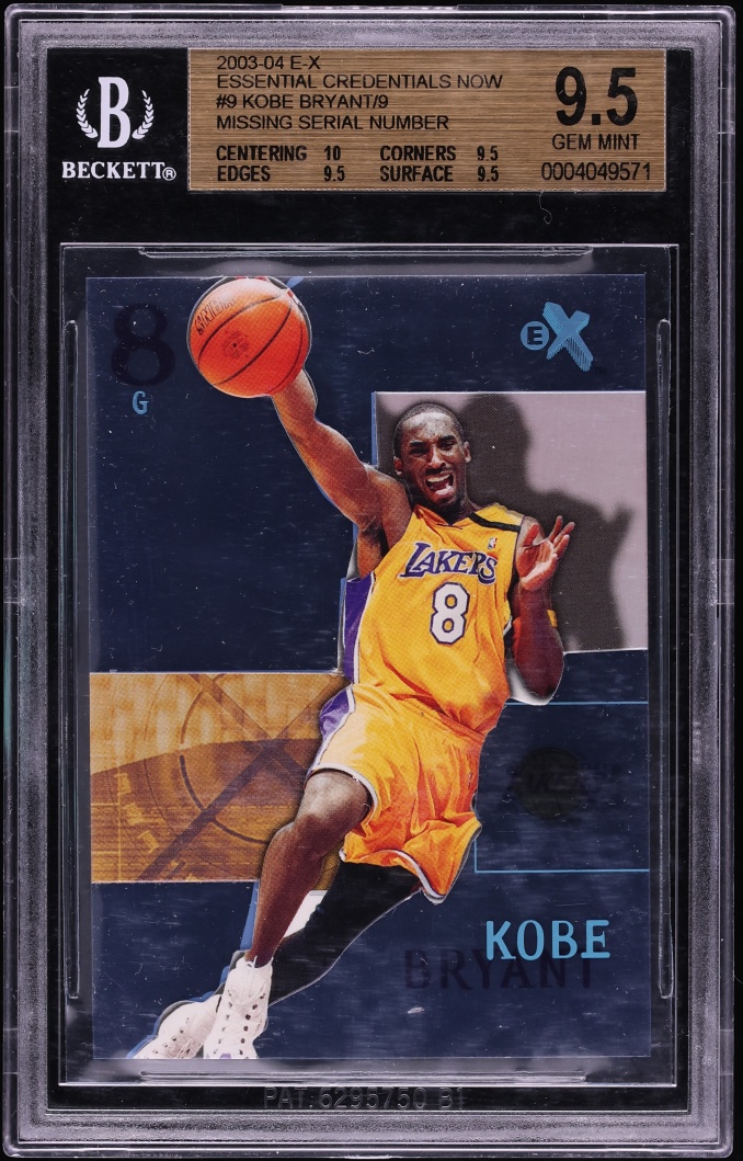 2003 Fleer E-X Essential Credentials Now Missing Serial Number Kobe Bryant  #9 BGS 9.5 GEM MINT