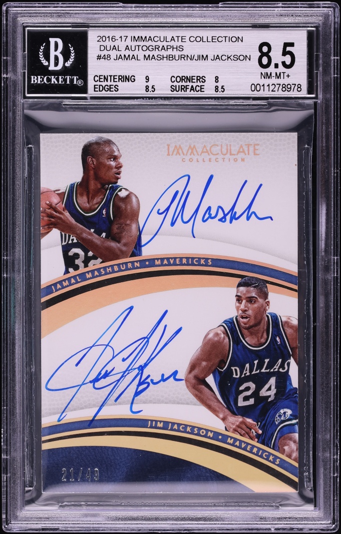 2016 Immaculate Collection Dual Jamal Mashburn Jim Jackson AUTO /49 #48 BGS 8.5 NM-MT+