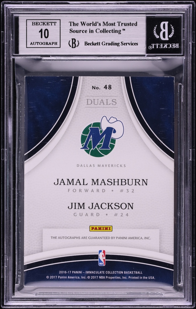 2016 Immaculate Collection Dual Jamal Mashburn Jim Jackson AUTO /49 #48 BGS 8.5 NM-MT+