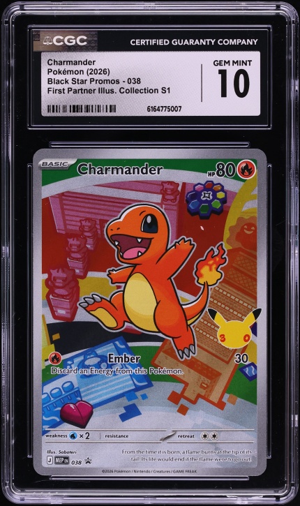 2026 Pokemon Mega Evolution Promo First Partner Illustration Full Art  Charmander #38 CGC 10 GEM on Fanatics Collect