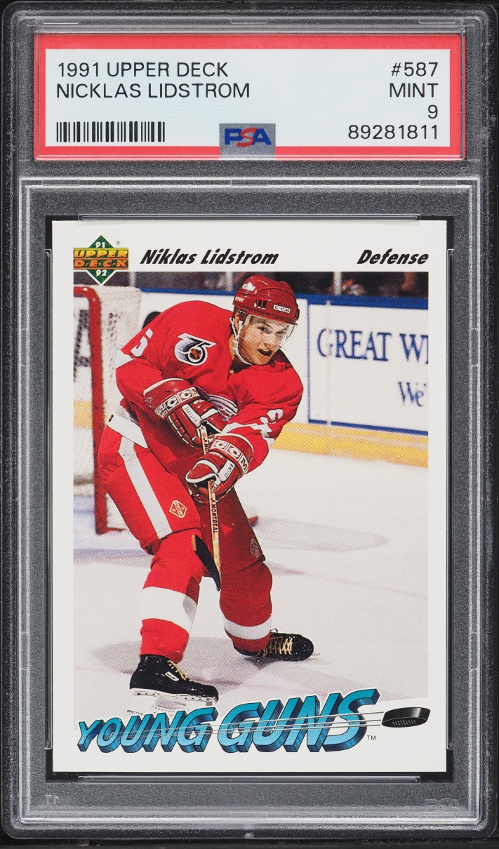 1991 Upper Deck Young Guns Nicklas Lidstrom ROOKIE #587 PSA 9 MINT