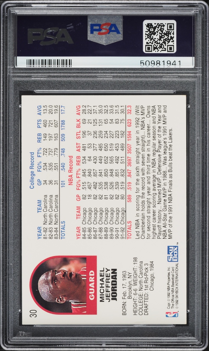 1992 Hoops Michael Jordan #30 PSA 9 MINT