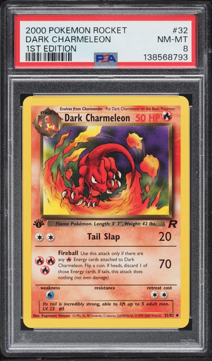 2000 Pokemon Team Rocket 1st Edition Dark Charmeleon #32 PSA 8 NM-MT