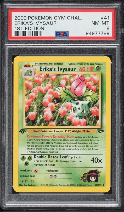 2000 Pokemon Gym Challenge 1st Edition Erika's Ivysaur #41 PSA 8 NM-MT