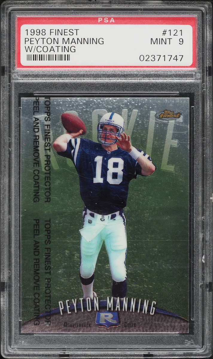 1998 Finest w/ Coating Peyton Manning ROOKIE #121 PSA 9 MINT