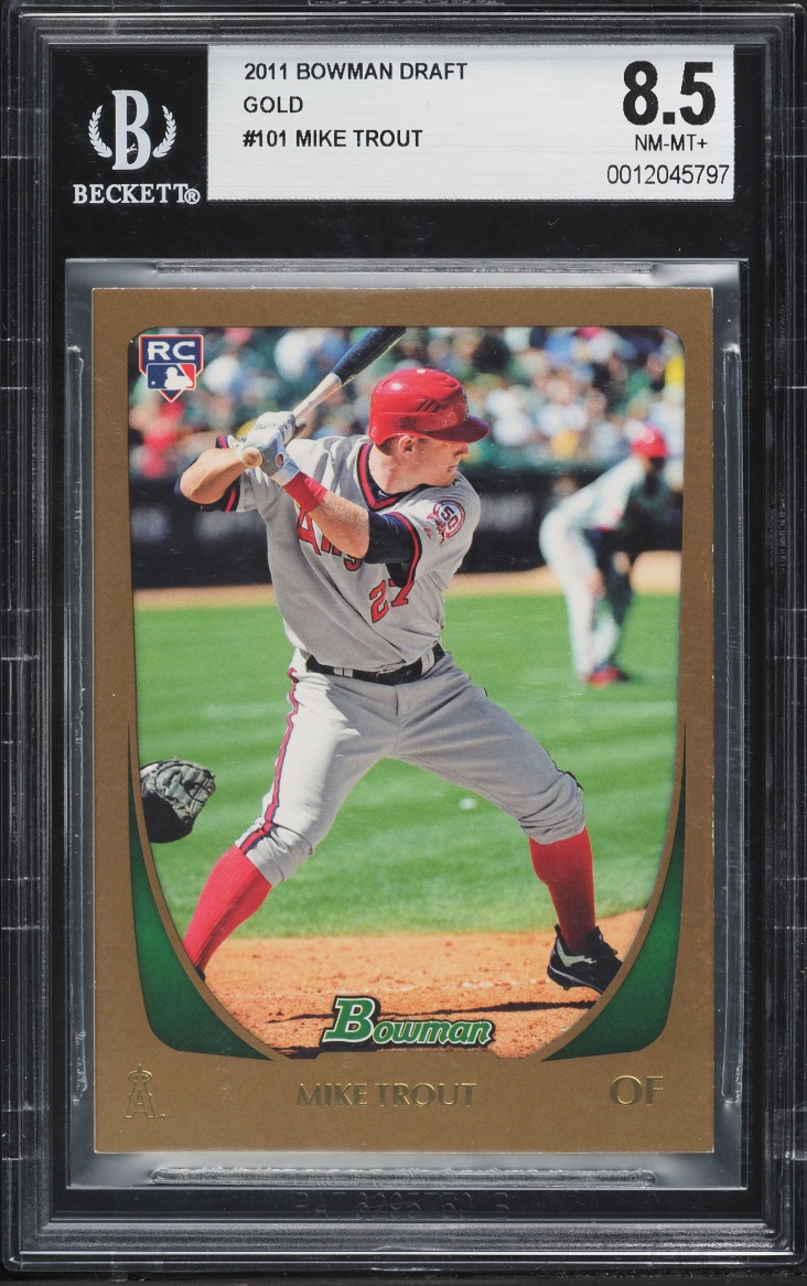 2011 Bowman Draft Gold Mike Trout ROOKIE #101 BGS 8.5 NM-MT+