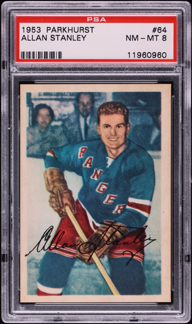 1953 Parkhurst Allan Stanley #64 PSA 8 NM-MT