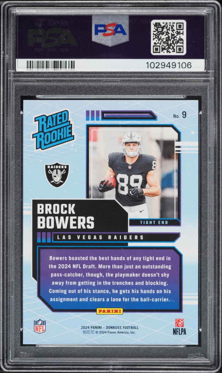 2024 Donruss Retro Brock Bowers ROOKIE #9 PSA 10 GEM MINT
