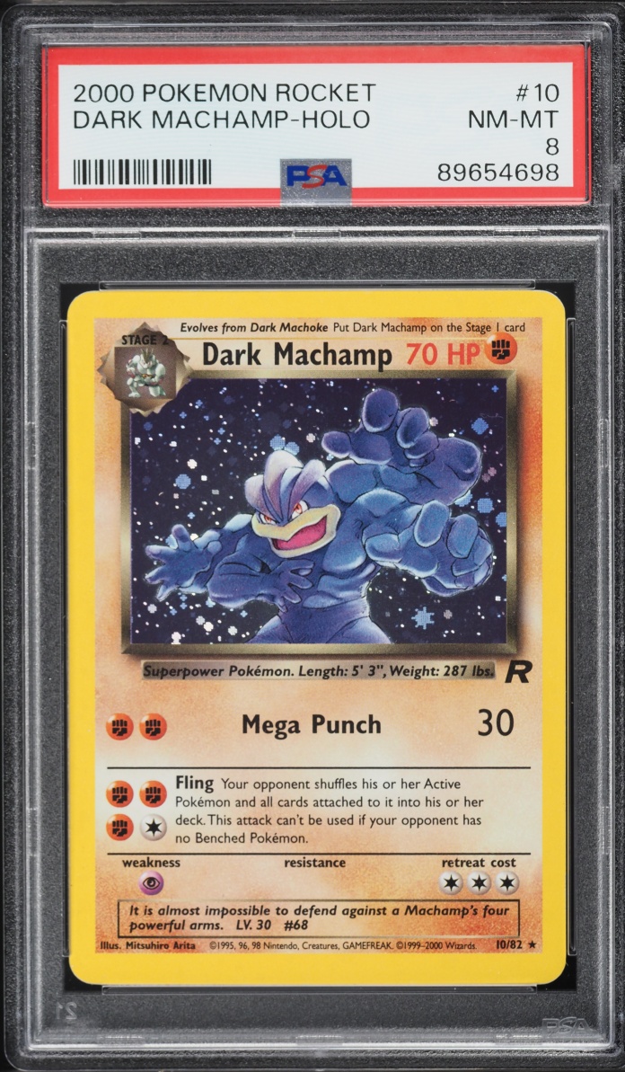 2000 Pokemon Team Rocket Holo Dark Machamp #10 PSA 8 NM-MT