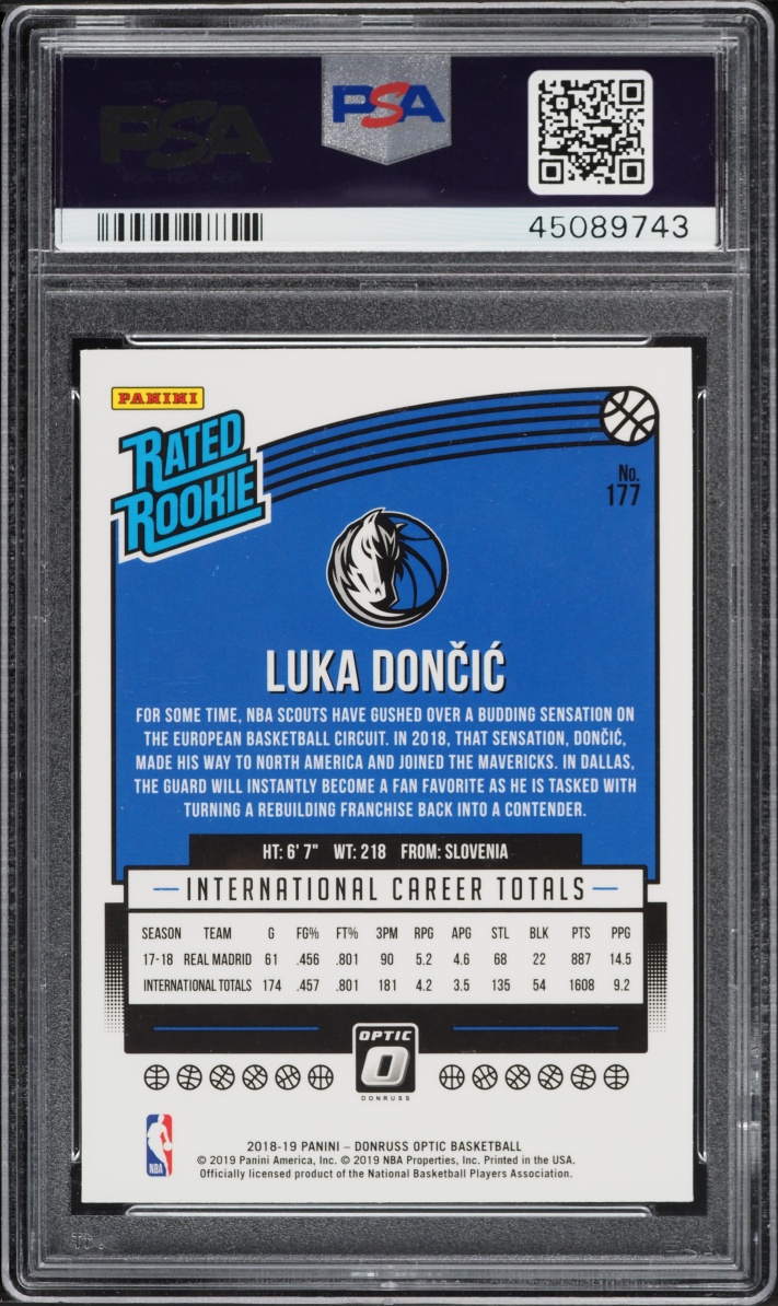 2018 Donruss Optic Luka Doncic ROOKIE #177 PSA 10 GEM MINT