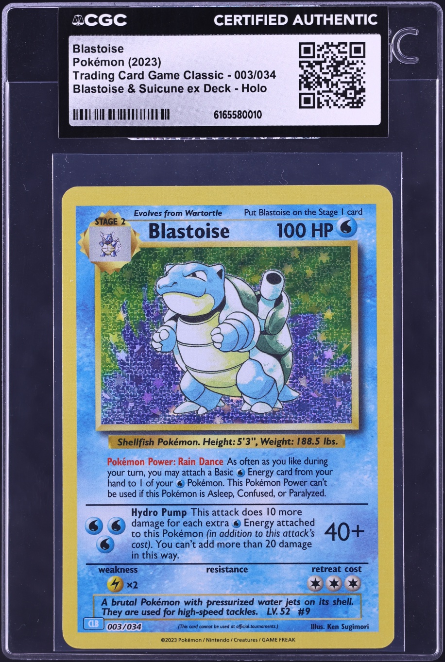 2023 Pokemon SV TCG Classic Suicune Ex Deck Holo Blastoise #3 CGC AUTH