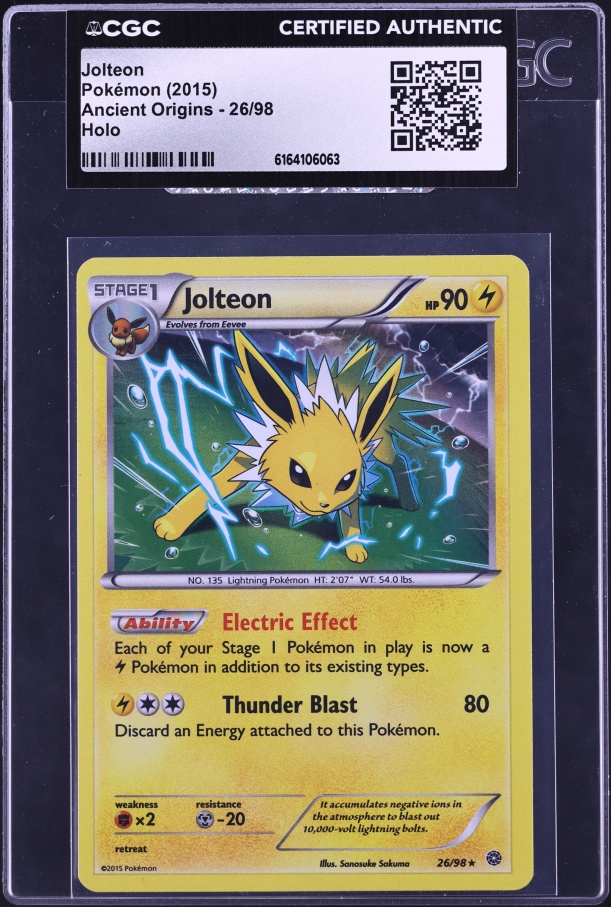 2015 Pokemon XY Ancient Origins Holo Jolteon #26 CGC AUTH