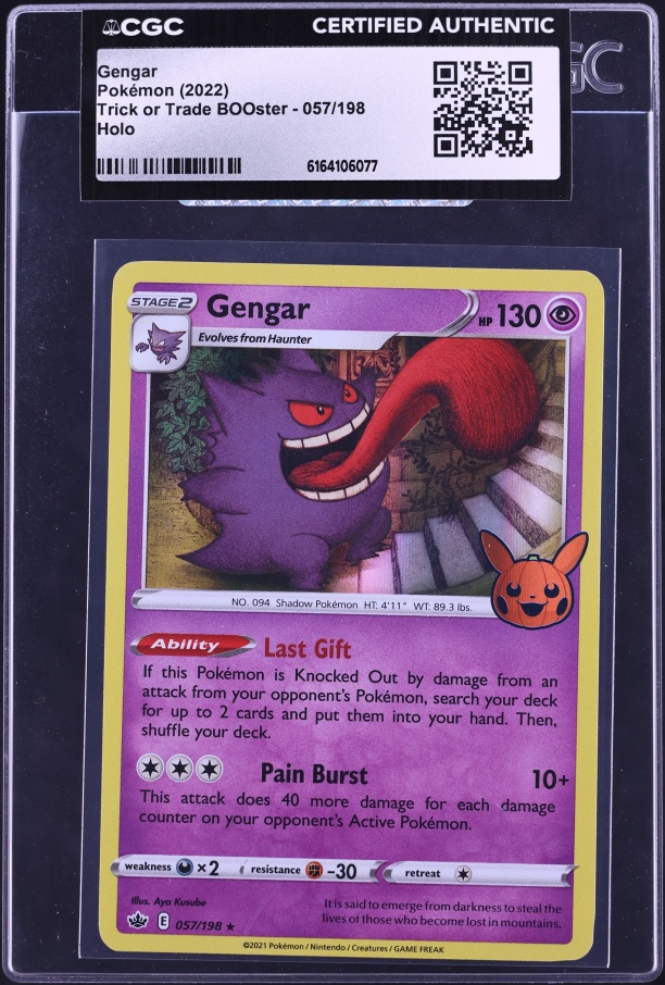 2022 Pokemon Sword & Shield Trick Or Trade BOOster Holo Gengar #57 CGC AUTH