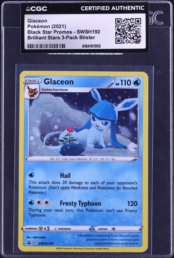 2021 Pokemon Sword & Shield Promo Brilliant Stars 3-Pack Glaceon #SWSH192 CGC AUTH