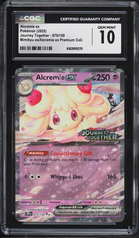 2025 Pokemon SV Journey Together Mimikyu Ex Premium Coll. Holo Alcremie ex #75 CGC 10 GEM MINT