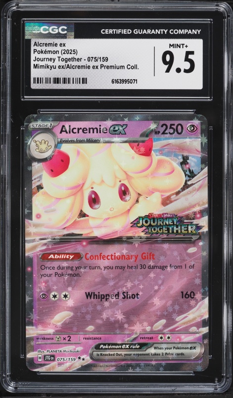 2025 Pokemon SV Journey Together Mimikyu Ex Premium Coll. Holo Alcremie ex #75 CGC 9.5 MINT+