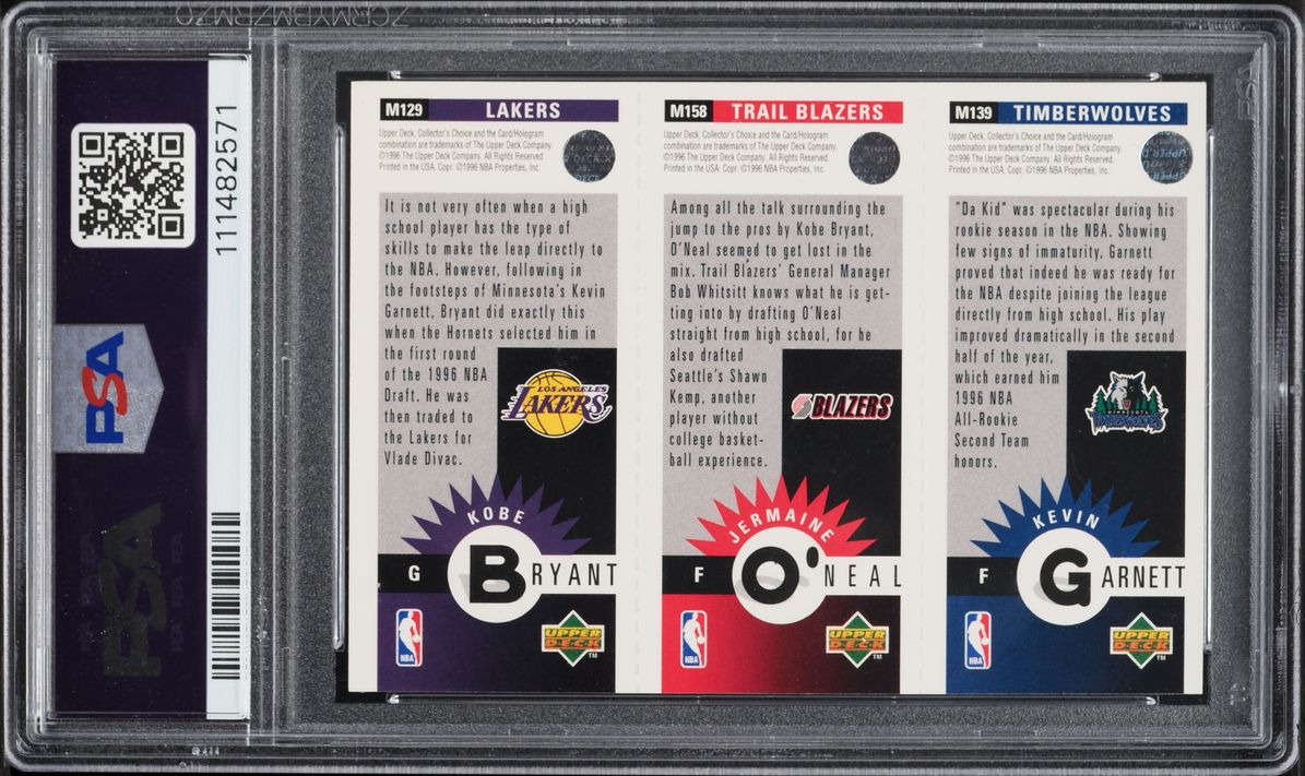 1996 Collector's Choice Mini II Kevin Garnett Jermaine O'Neal Kobe Bryant ROOKIE PSA 6 EXMT