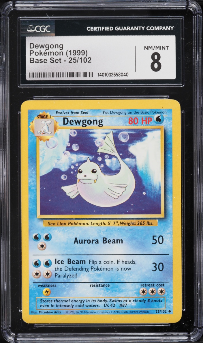 1999 Pokemon Base Set Dewgong #25 CGC 8 NM-MT