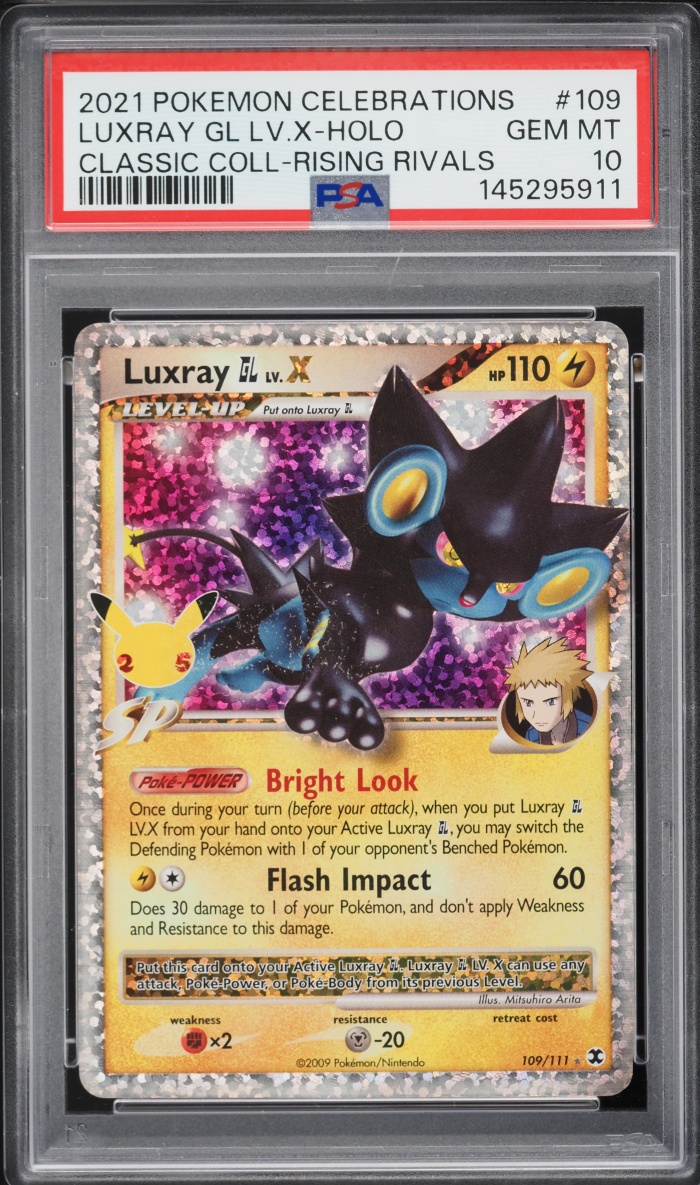 2021 Pokemon Sword & Shield Celebrations Classic Holo Luxray GL LV.X #109 PSA 10 GEM MINT