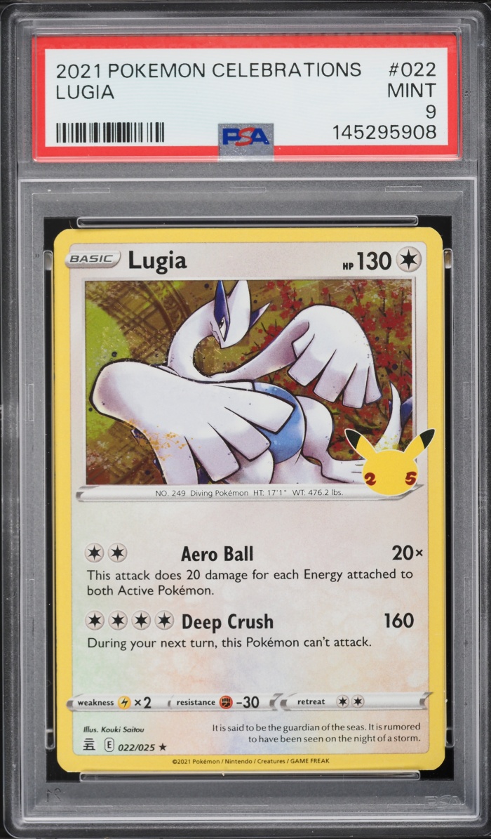 2021 Pokemon Sword & Shield Celebrations Holo Lugia #22 PSA 9 MINT