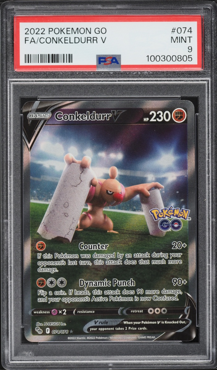 2022 Pokemon Sword & Shield GO Full Art Conkeldurr V #74 PSA 9 MINT