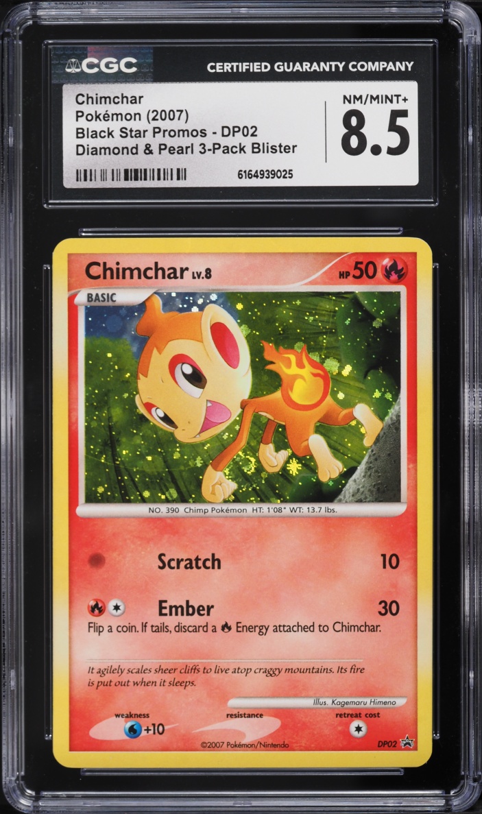 2007 Pokemon Diamond & Pearl Black Star Promo Holo Chimchar #DP02 CGC 8.5 NM-MT+
