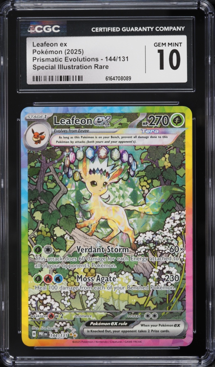 2025 Pokemon Scarlet & Violet Prismatic Evolutions SIR Leafeon EX #144 CGC 10 GEM MINT