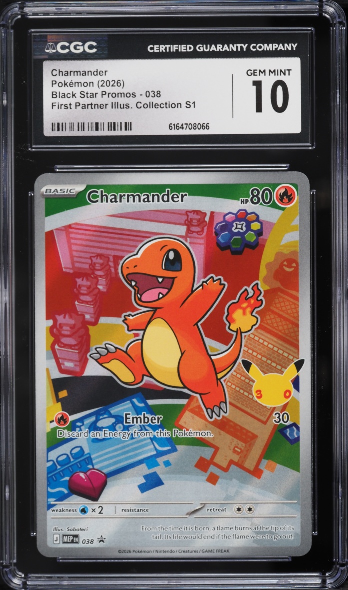 2026 Pokemon Mega Evolution Promo First Partner Illustration Full Art Charmander #38 CGC 10 GEM