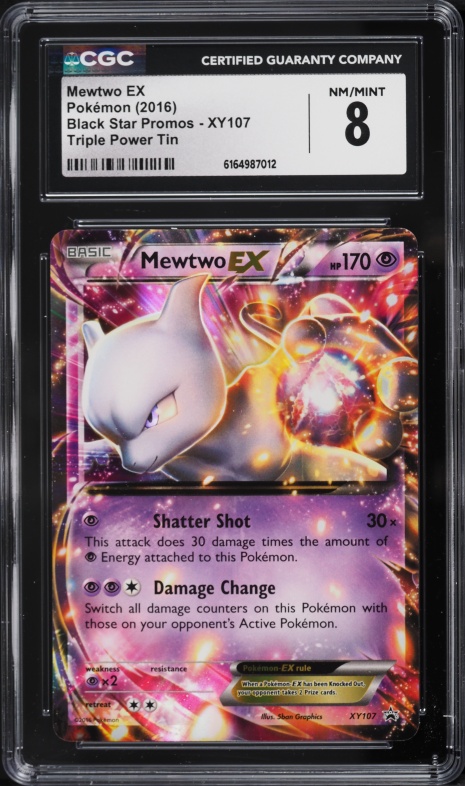 2016 Pokemon XY Black Star Promo Triple Power Tin Mewtwo EX #XY107 CGC 8 NM-MT