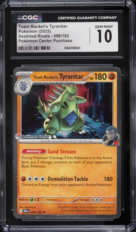 2025 Pokemon SV Destined Rivals Center Purchase Team Rocket's Tyranitar #96 CGC 10 GEM MINT