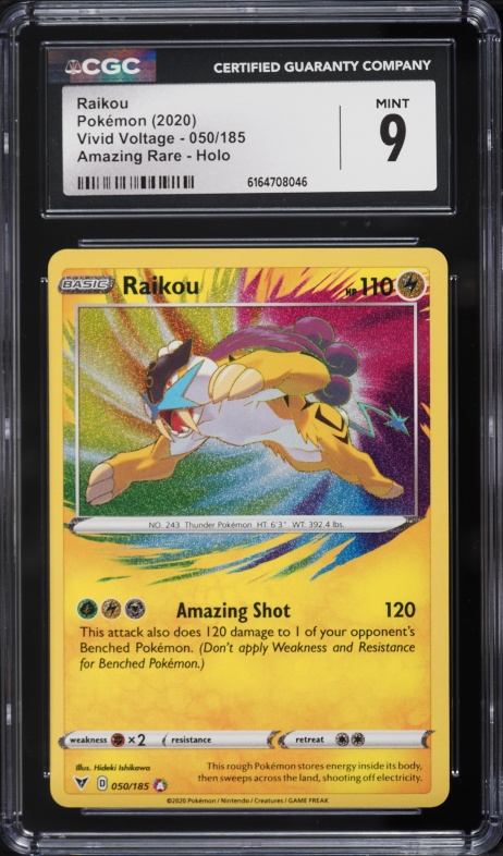 2020 Pokemon Sword & Shield Vivid Voltage Amazing Rare Raikou #50 CGC 9 MINT