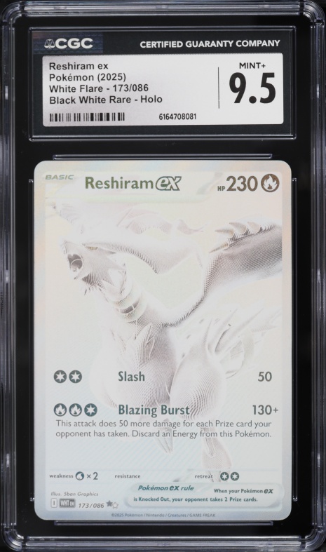 2025 Pokemon Scarlet & Violet White Flare BWR Reshiram ex #173 PSA