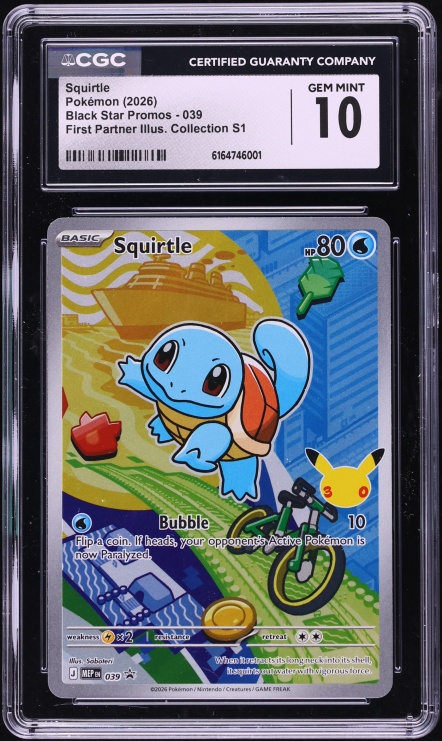 2026 Pokemon Mega Evolution Promo First Partner Illustration Full Art Squirtle #39 CGC 10 GEM