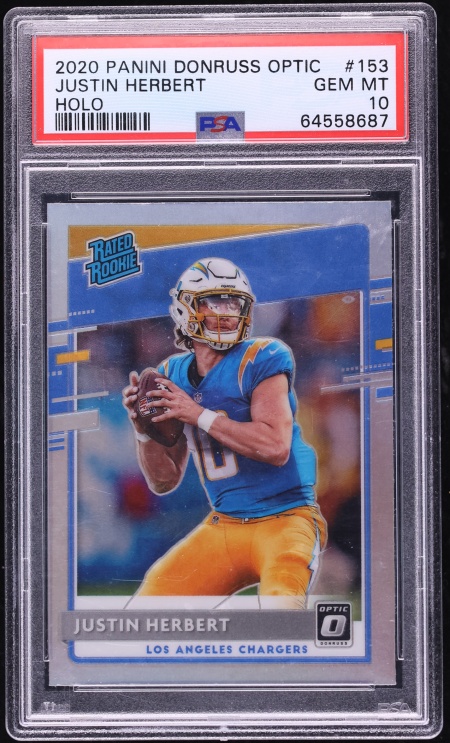 2020 Donruss Optic Holo Prizm Justin Herbert ROOKIE #153 PSA 10 GEM MINT