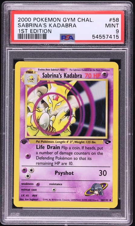 2000 Pokemon Gym Challenge 1st Edition Sabrina's Kadabra #58 PSA 9 MINT