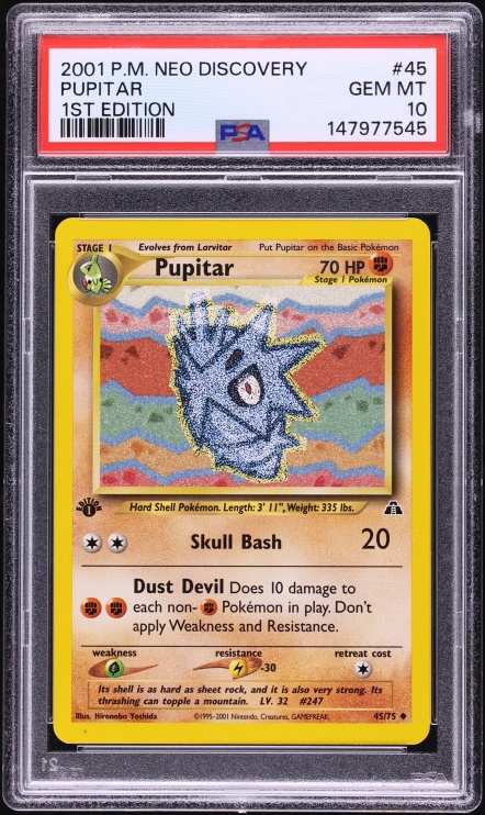 2001 Pokemon Neo Discovery 1st Edition Pupitar #45 PSA 10 GEM MINT