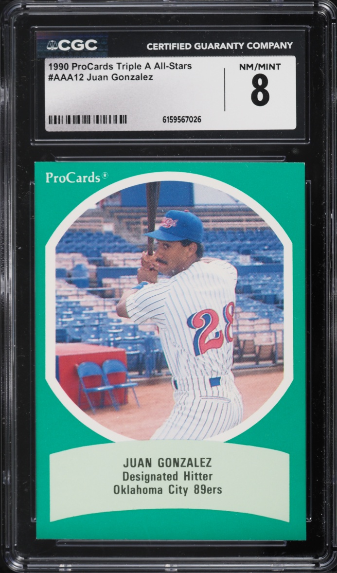 1990 ProCards Triple A All-Stars Juan Gonzalez #AAA12 CGC 8 NM-MT