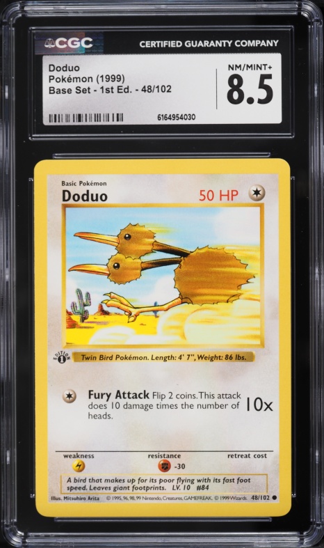 1999 Pokemon Base Set Shadowless 1st Edition Doduo #48 CGC 8.5 NM-MT+