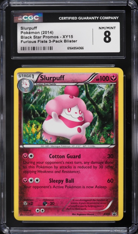 2014 Pokemon XY Black Star Promo Furious Fists 3 Pack Blister Slurpuff #XY15 CGC 8 NM-MT