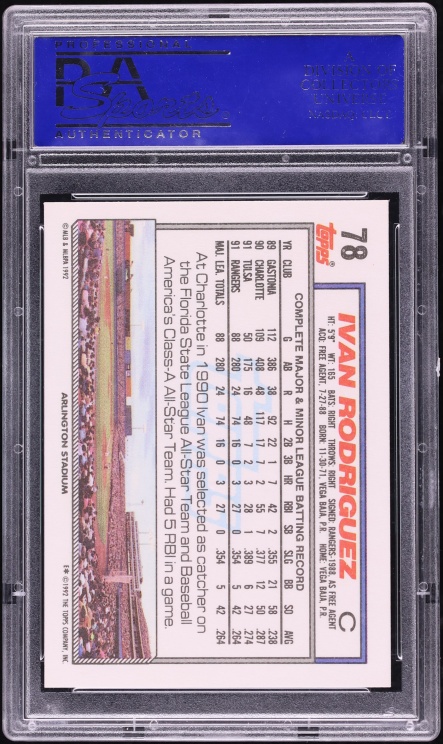 1992 Topps Ivan Rodriguez #78 PSA 10 GEM MINT