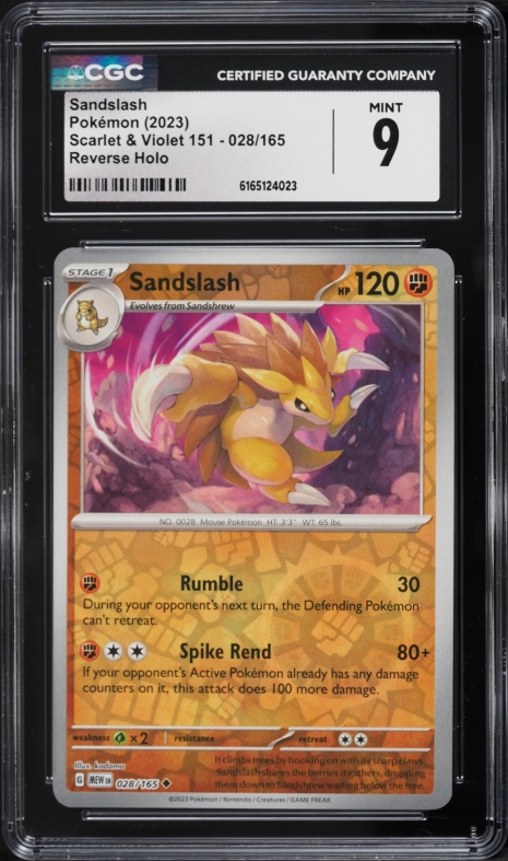 2023 Pokemon Scarlet & Violet 151 Reverse Holo Sandslash #28 CGC 9 MINT