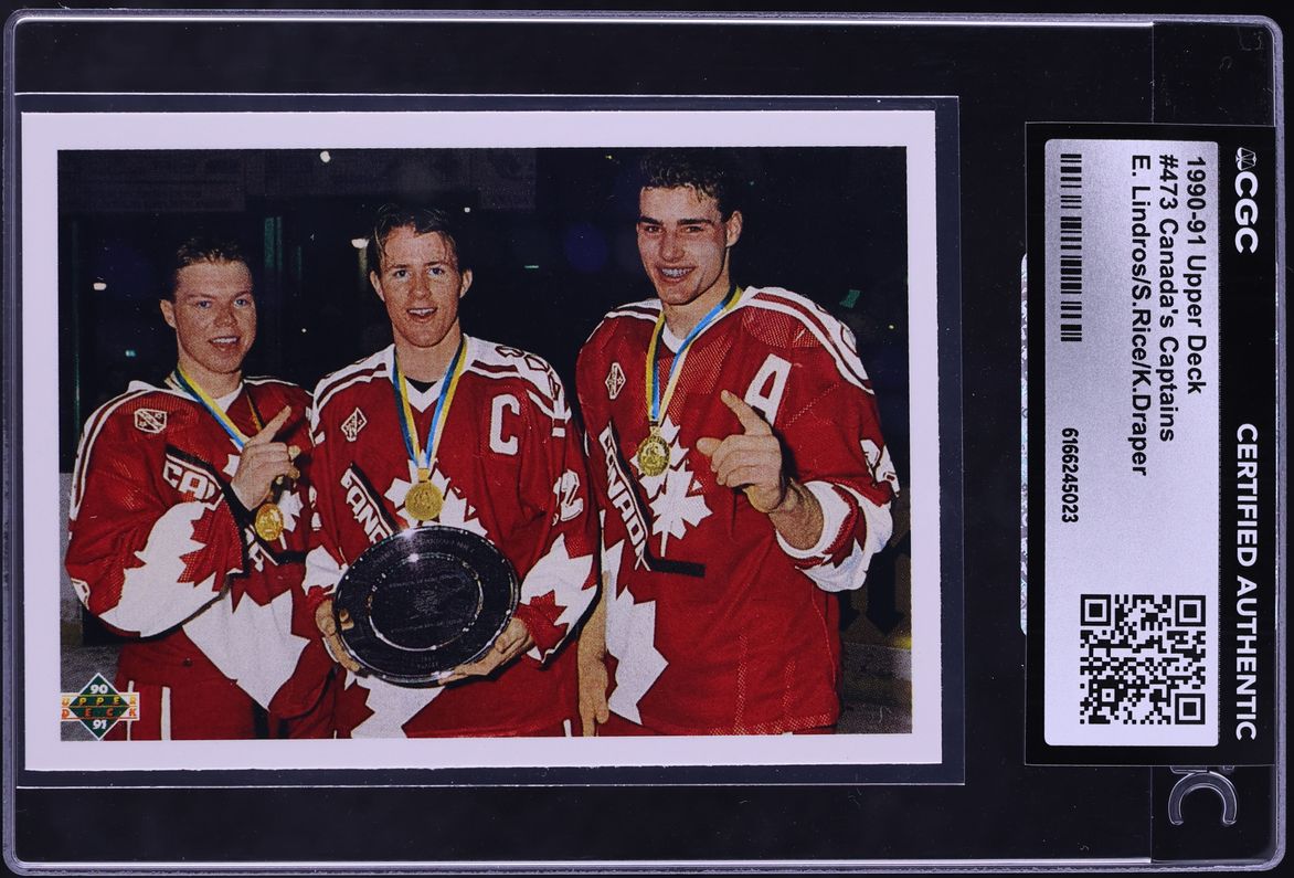 1990 Upper Deck Eric Lindros Steven Rice Kris Draper Canada's Captains #473 CGC AUTH