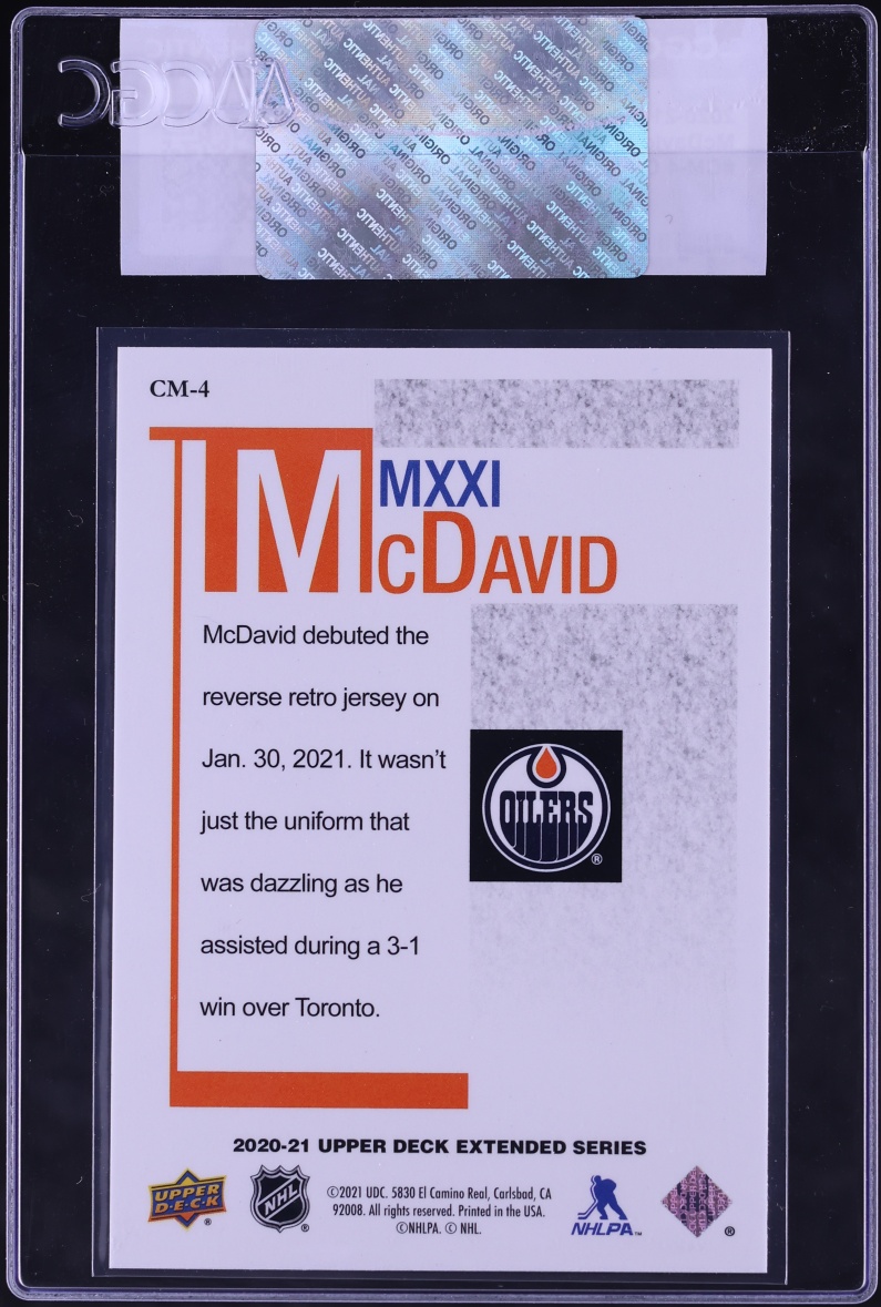2020 Upper Deck Extended Series MMXXI Connor McDavid #CM-4 CGC AUTH